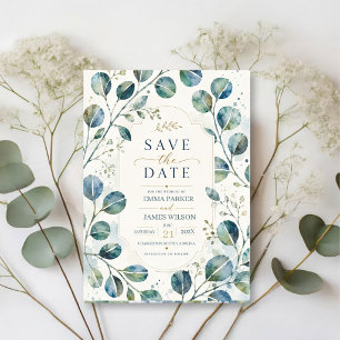 Invitaciones Acrílicas Elegant Blue Eucalyptus Watercolor Botanical