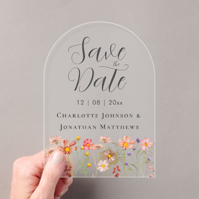 Invitaciones Acrílicas Elegant Boho Wildflower Meadow Wedding (Insitu (portátil))