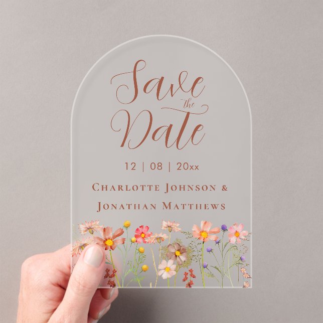 Invitaciones Acrílicas Elegant Boho Wildflower Meadow Wedding (Insitu (portátil))