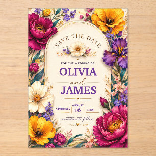 Invitaciones Acrílicas Elegant Bold Floral Wedding Invitation