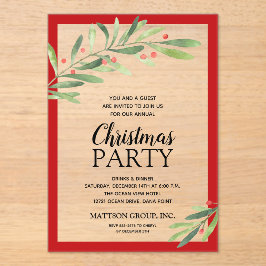 Invitaciones Acrílicas Elegant Branch and Berries Christmas Party