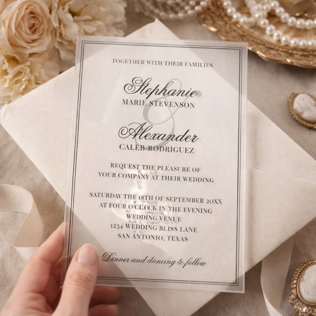 Invitaciones Acrílicas Elegant Calligraphy Old Money Aesthetic Wedding (Subido por el creador)