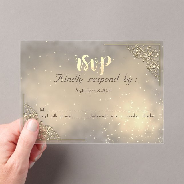 Invitaciones Acrílicas Elegant Chic Gold Frame  RSVP Card (Insitu (portátil))
