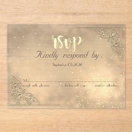 Invitaciones Acrílicas Elegant Chic Gold Frame  RSVP Card