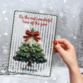 Invitaciones Acrílicas Elegant Christmas tree non photo green blue