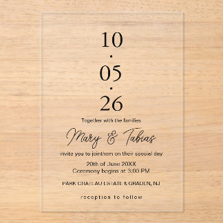 Invitaciones Acrílicas Elegant Creamy White Minimalist Wedding