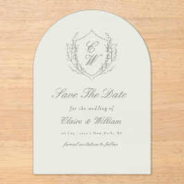 Invitaciones Acrílicas Elegant Crest Wreath Save the Date