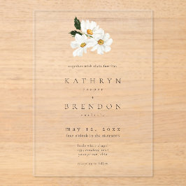 Invitaciones Acrílicas Elegant Daisy Watercolor Minimalist Wedding