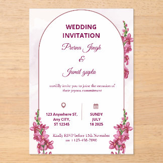 Invitaciones Acrílicas Elegant Editable Wedding Invitation | Modern Flora