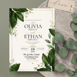 Invitaciones Acrílicas Elegant Eucalyptus Greenery and Gold Accents