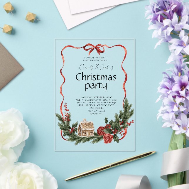 Invitaciones Acrílicas Elegant Festive Christmas Party (Insitu (Boda))