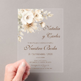 Invitaciones Acrílicas Elegant Floral Acrylic Wedding Invitation