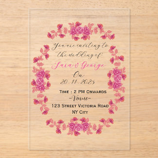 Invitaciones Acrílicas Elegant Floral Acrylic Wedding Invitation 