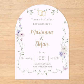 Invitaciones Acrílicas Elegant Floral Acrylic Wedding Invitation Editable