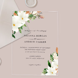 Invitaciones Acrílicas Elegant  Floral Magnolia