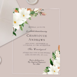 Invitaciones Acrílicas Elegant Floral Magnolia Bridal Shower 