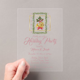 Invitaciones Acrílicas Elegant French Horn Christmas Mauve