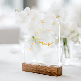 Invitaciones Acrílicas Elegant Gold Faux Foil Arch Acrylic Table Number