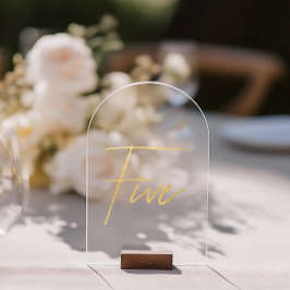 Invitaciones Acrílicas Elegant Gold Faux Foil Arch Acrylic Table Number