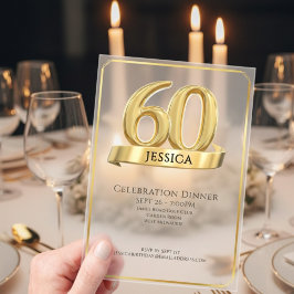 Invitaciones Acrílicas Elegant Gold Iconic Age Named 60th Birthday