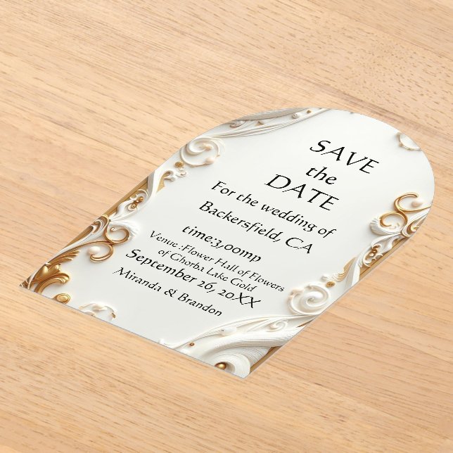 Invitaciones Acrílicas "Elegant Golden Botanical Wedding Invitation - Foi (Distribución)