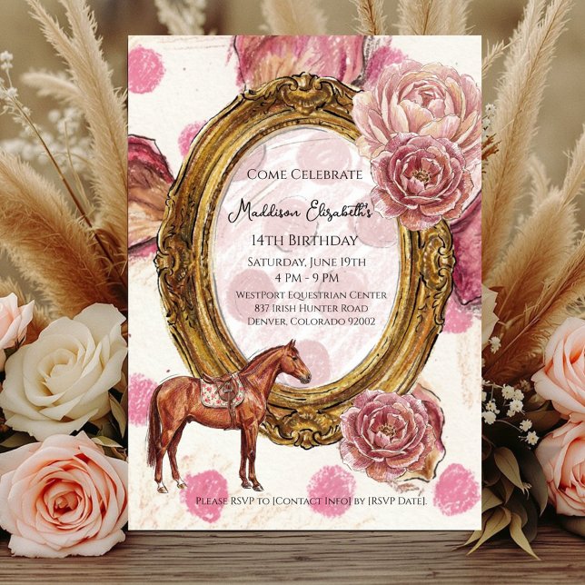 Invitaciones Acrílicas Elegant Hunter’s  Sweet 16 Equestrian Birthday (Subido por el creador)