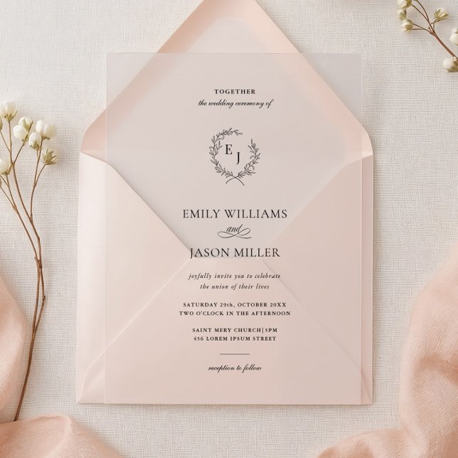 Invitaciones Acrílicas Elegant Laurel Wreath Minimalist Wedding  (Subido por el creador)