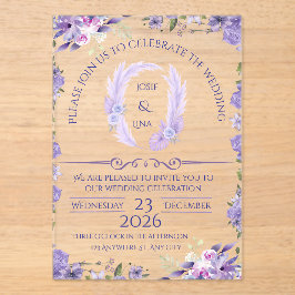 Invitaciones Acrílicas Elegant Lavender Floral Wedding Invitation