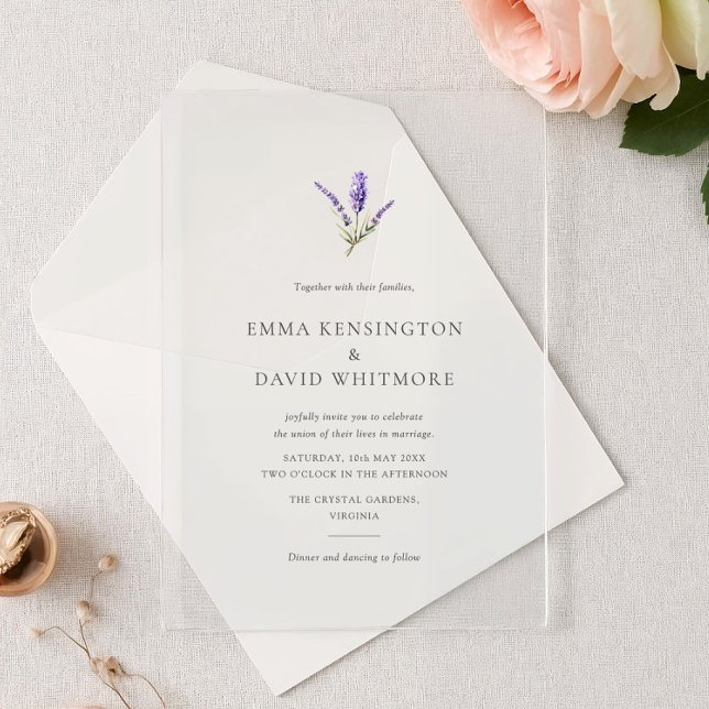 Invitaciones Acrílicas Elegant Lavender Flower Minimalist Wedding (Subido por el creador)