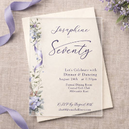 Invitaciones Acrílicas Elegant Lavender Wildflower 70th Birthday 