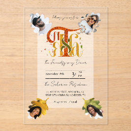 Invitaciones Acrílicas Elegant Manuscript Thanks Autumn Foliage Photos