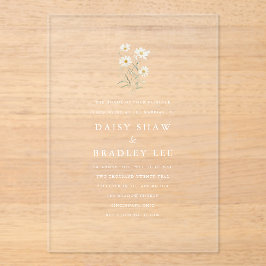 Invitaciones Acrílicas Elegant Minimal Daisy Floral Wedding
