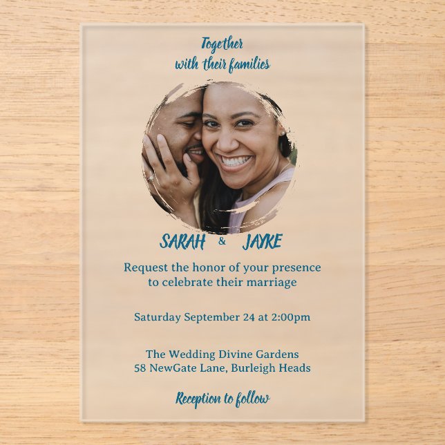 Invitaciones Acrílicas Elegant Minimalist Acrylic Wedding Invitations (Anverso)