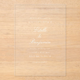 Invitaciones Acrílicas Elegant Minimalist Calligraphy Wedding Invitation