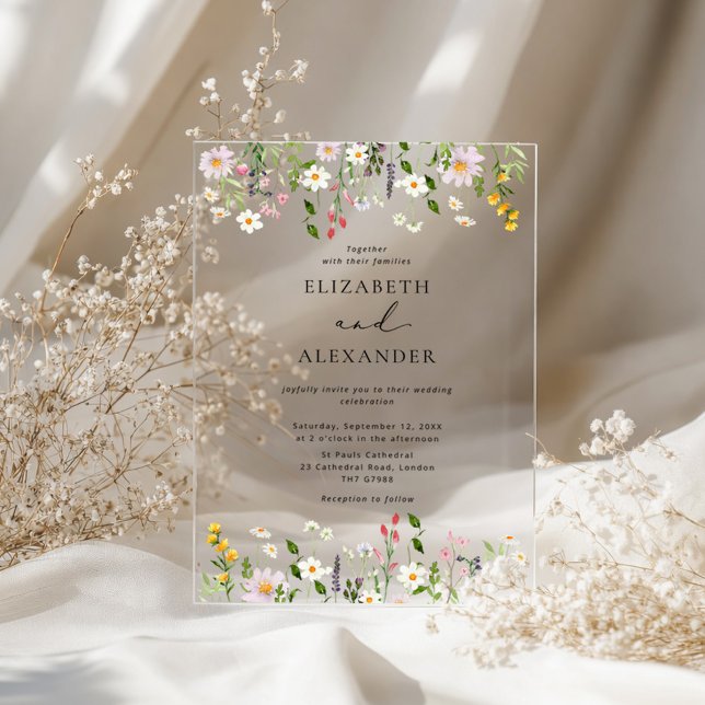 Invitaciones Acrílicas Elegant Minimalist Wildflower Wedding (Subido por el creador)