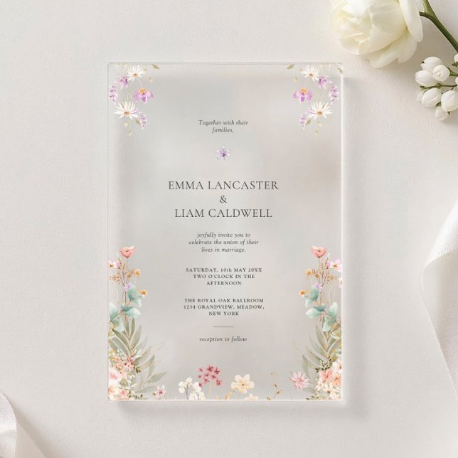 Invitaciones Acrílicas Elegant Minimalist Wildflowers Wedding (Subido por el creador)