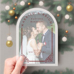 Invitaciones Acrílicas Elegant Ornate Faux Dome Photo First Christmas<br><div class="desc">Elegant Ornate Faux Dome Photo First Christmas Married Acrylic Card for Newlyweds on His First Christmas. Celebrate the first Christmas of the newlyweds with our elegant Elegant First Christmas Cards. This charming design captures the essence of the holiday and newlywed love, featuring a decorative dome that adds a unique and...</div>