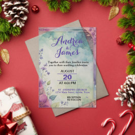 Invitaciones Acrílicas Elegant Pastel Lavender and Sea Green Wedding