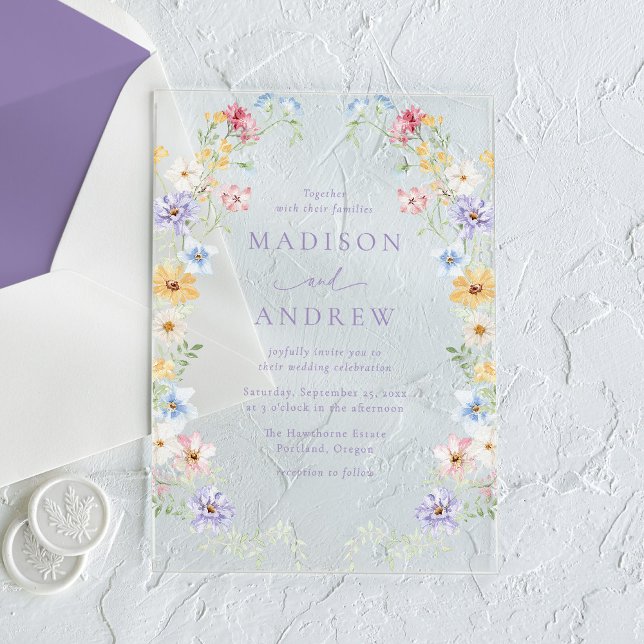 Invitaciones Acrílicas Elegant Pastel Wildflower Garden Wedding (Subido por el creador)