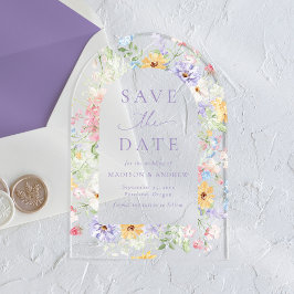 Invitaciones Acrílicas Elegant Pastel Wildflower Wedding Save the Date