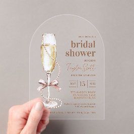 Invitaciones Acrílicas Elegant Pearls and Prosecco Arch