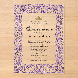 Invitaciones Acrílicas Elegant Purple 15th Birthday Quinceanera