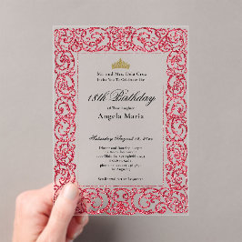 Invitaciones Acrílicas Elegant Red 18th Birthday Debut