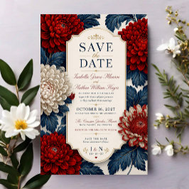 Invitaciones Acrílicas Elegant Red Chrysanthemum Flora