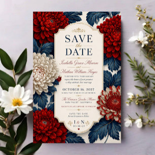 Invitaciones Acrílicas Elegant Red Chrysanthemum Flora