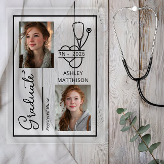 Invitaciones Acrílicas Elegant RN 2026 Nursing Grad Photo Announcement