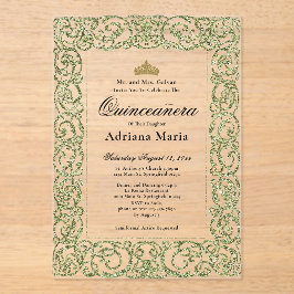 Invitaciones Acrílicas Elegant Sage Green 15th Birthday Quinceanera