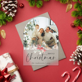 Invitaciones Acrílicas Elegant Script | Arch Family Photo Christmas Card