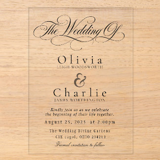 Invitaciones Acrílicas Elegant Script Wedding Acrylic Invitation