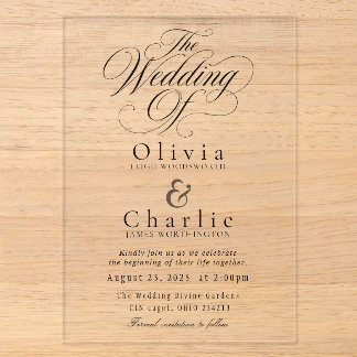 Invitaciones Acrílicas Elegant Script Wedding Acrylic Invitation